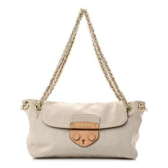 Prada Denim Pattina Sottospalla Canvas Shoulder Bag Corda - Picture 1 of 7